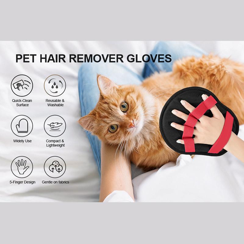 Pet Hair Remover Glove Double-sided Static Brush Glove For Dogs Cats Brush For Furniture Car Seat Carpet Clothes Bed Sheets