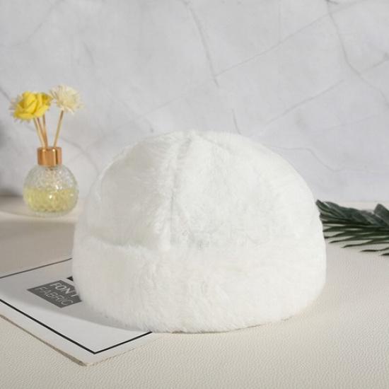 Women Faux Fur Skullcap Sailor Hat Winter Cap Beanie Brimless Warm Sailor Hat