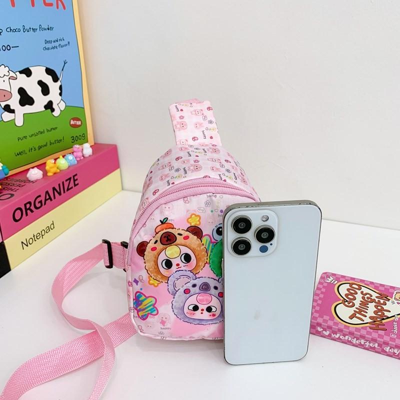 Toddler Baby Three Cartoon Crossbody Bag Pattern Breathable Fabric Outings Daily