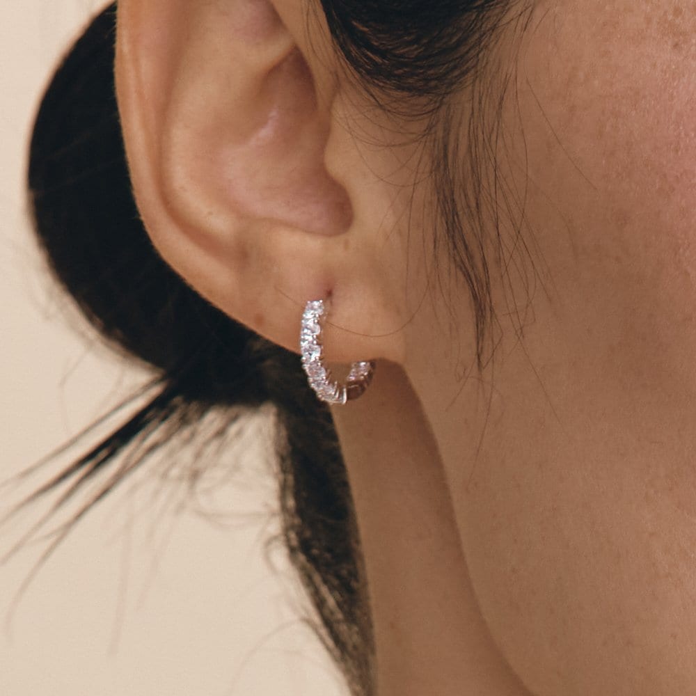 Essence Silver (W) Tennis One-Touch Earrings S Hl4E32403W9Xxx