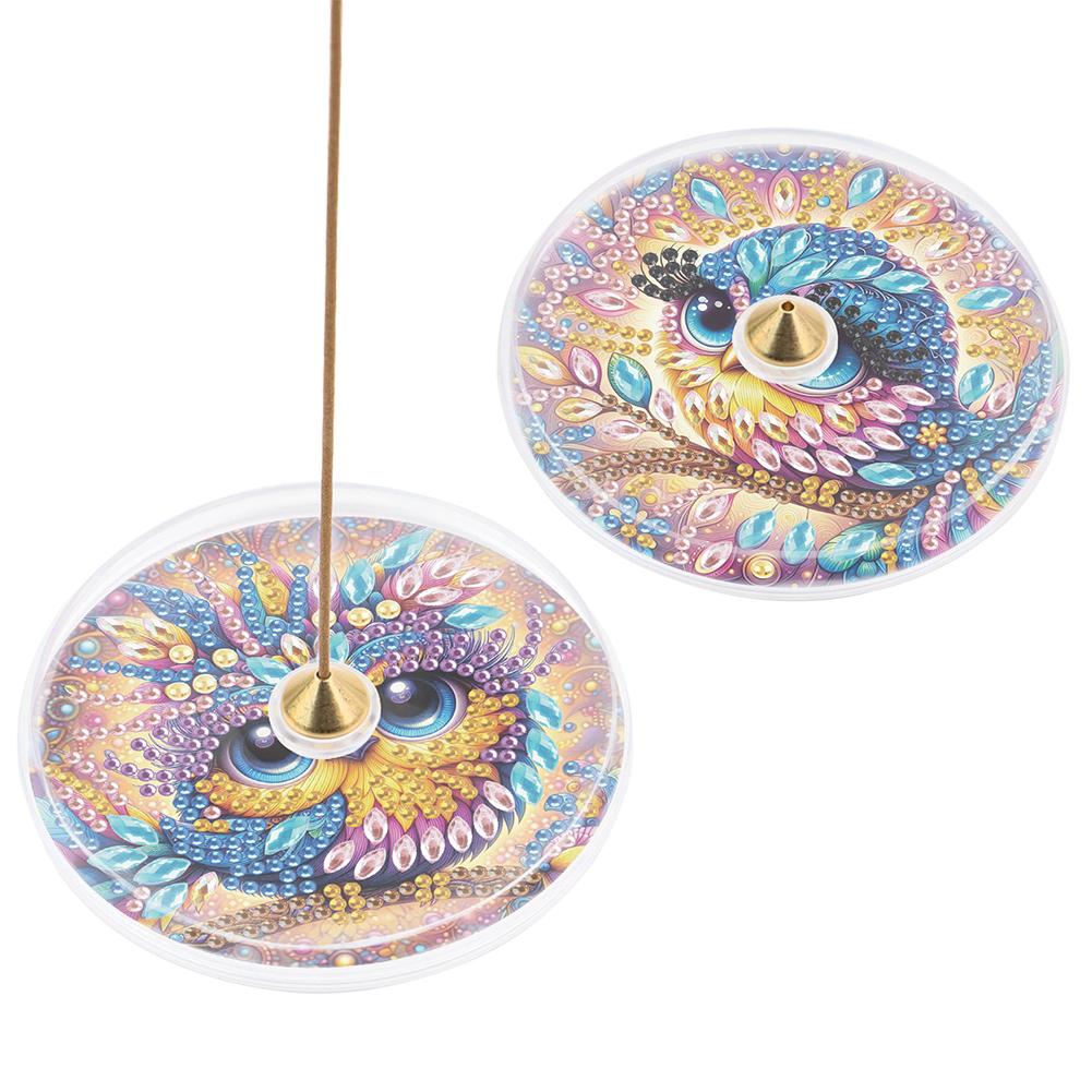 2Pcs Acrylic Special Shaped Exquisite Pattern Diamond Painting Incense Holder Diamond Painting Aroma Stand for Yoga Meditation