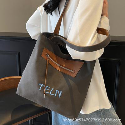 2025 New Ins Portable Large Bag Large Capacity Canvas Bag Women Ins Korean Retro Tote Bag Travel Bag
