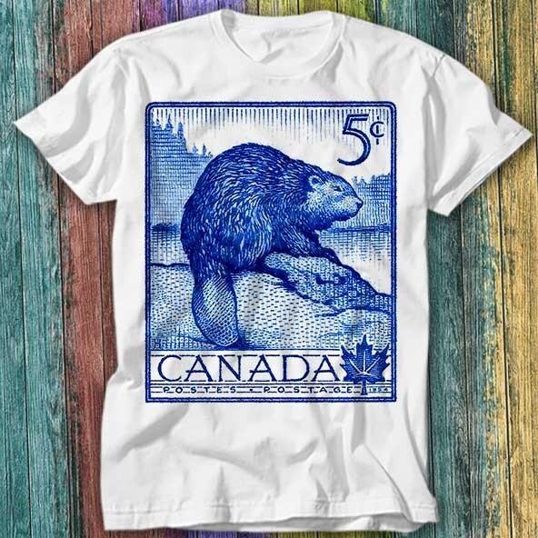 1954 Kanada Bobr Poštovní známka Tričko Top Tričko 539