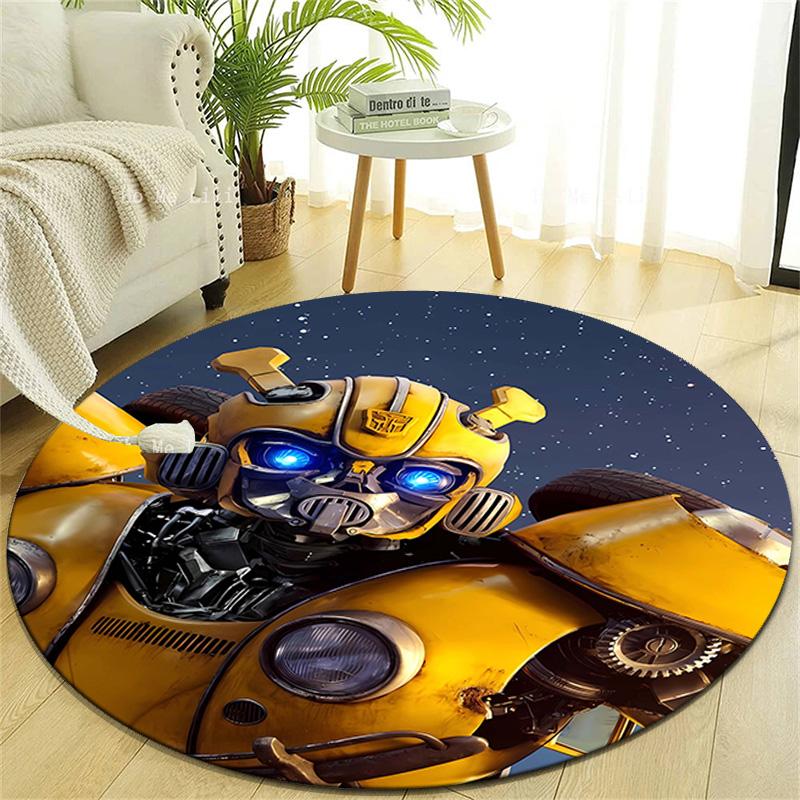 1pc Bumblebee2 Design Printed Area Round Carpet for Bedroom Living Room Home Decor Rugs Mat Non Slip Mat Rug for Bedside