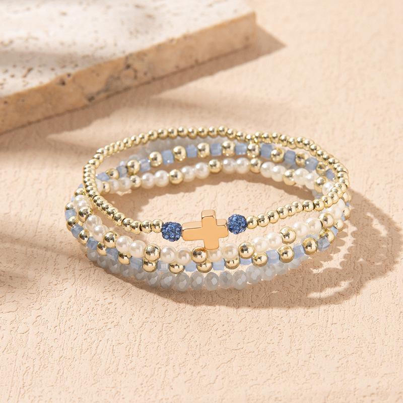 Boho Perlenarmband Instagram-inspiriert Nischenstil Farbblock-Stapelarmband-Set