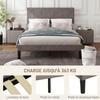Double bed frame 140 x 190 cm, 2-person bed, adjustable headboard, base 150 x 198 x 100/105/110/115/120 cm, grey