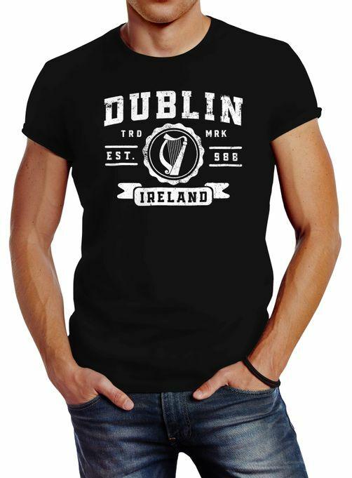 Mens T-Shirt Dublin Ireland Retro Design Print Print Font Fashion-