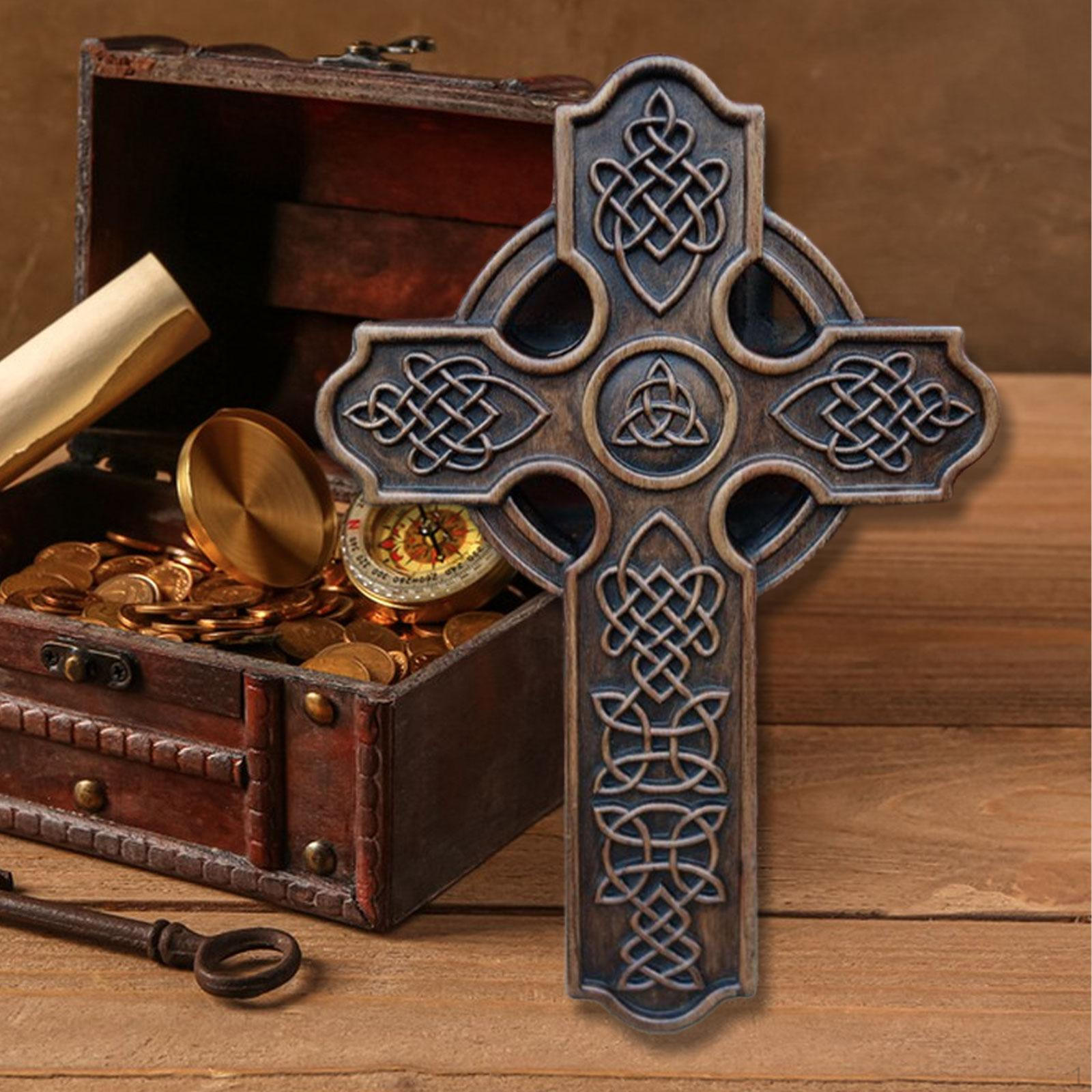 

Decorative Wooden Wall Cross Hanging Statue Rustic Decoration for Home Office L