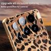 For Xiaomi 15 Case Leopard Print PU Leather Coated PC+TPU Electroplating Phone Cover