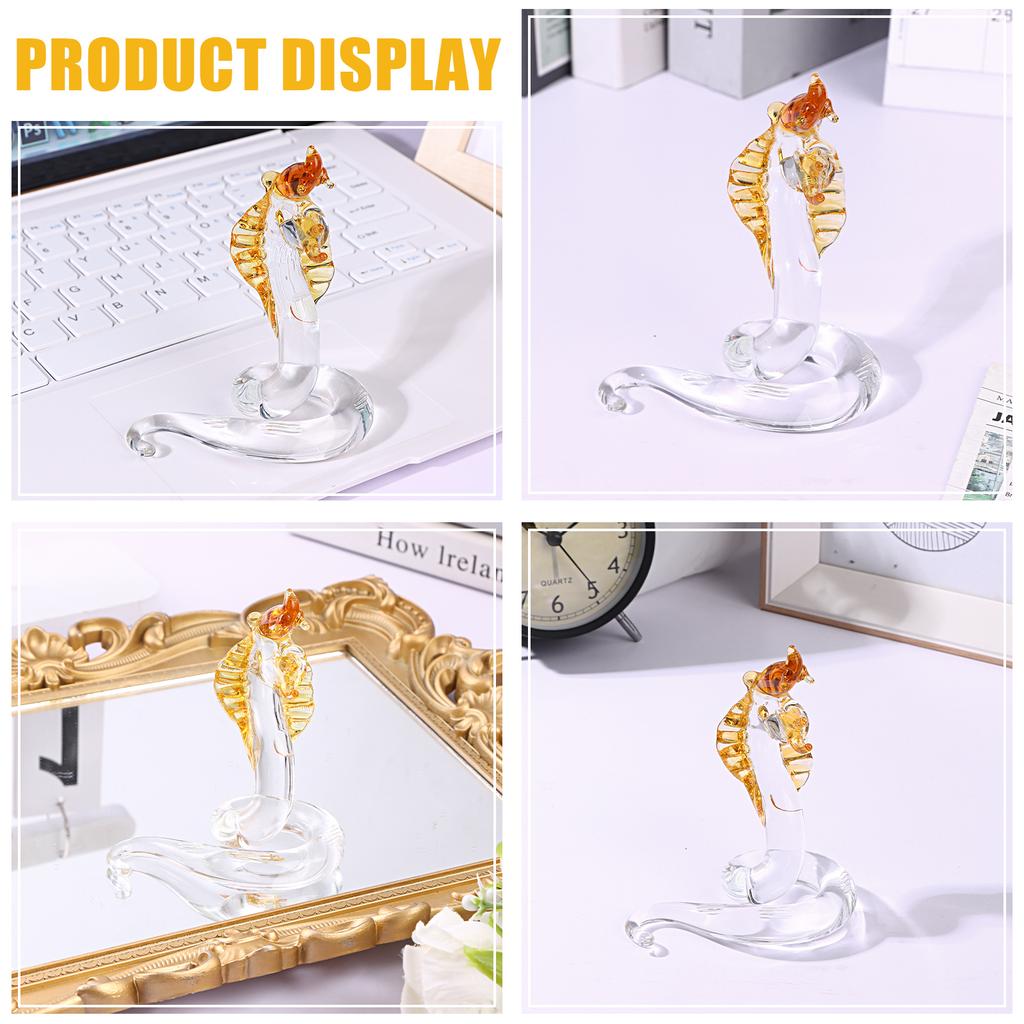 Crystal Snake Statue Hand Blown Glass Snake Figurines Chinese Snake Decoration For Home Lucky Feng Shui Decor 4.3 Inch