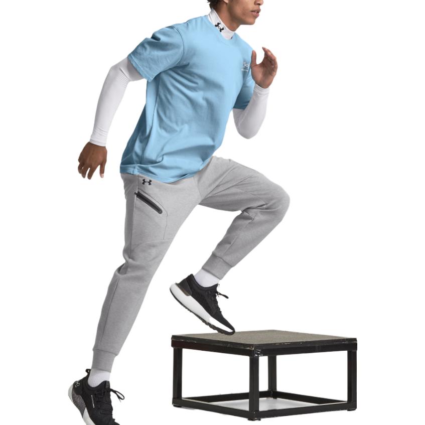 Under Armour Solid Color Elastic Waist Casual Pants Men Bottoms Gray 1379808-011