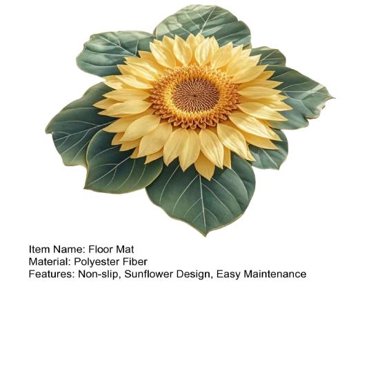 Sunflower Floor Mat Non-Slip Living Room Rug Farmhouse Area Rug Decorative Flower Carpet for Bedroom Playroom Bathroom