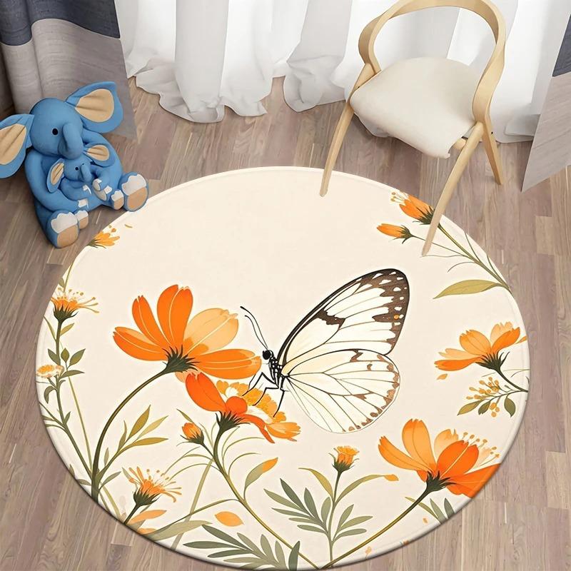 Modern Watercolor Round Painting Effect Non-Slip Art Rug Living Room Bohemian Bedroom Minimalist Decor Rug
