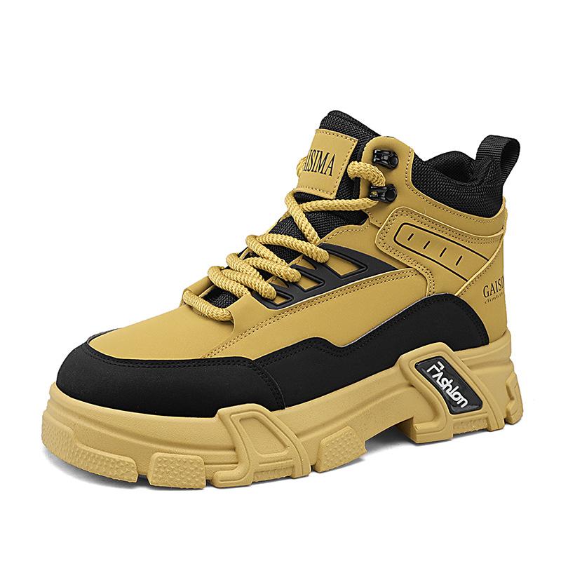 

Men s shoes autumn non-slip and wear-resistant outdoor work high-top outdoor tooling shoes yellow new men s sports Martin boots 39 хакі