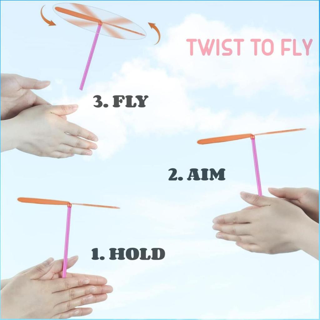 30pcs Plastic Bamboo Dragonfly Shape Hand Push Flying Propeller Outdoor Sports Game Kids Toy Gift Rotating Flying Arrow Games