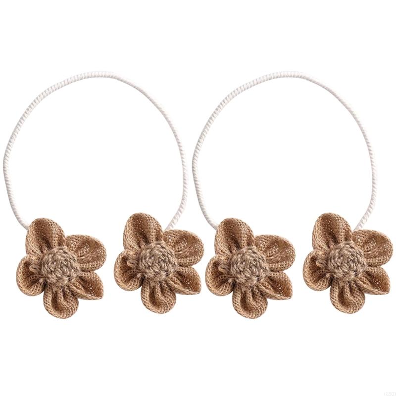 62KD 2 Pack Bohemian Flower Curtain Tieback Japanese Decorative Curtain Drapes Holdbacks Drapery Holder Clip Home Decorations