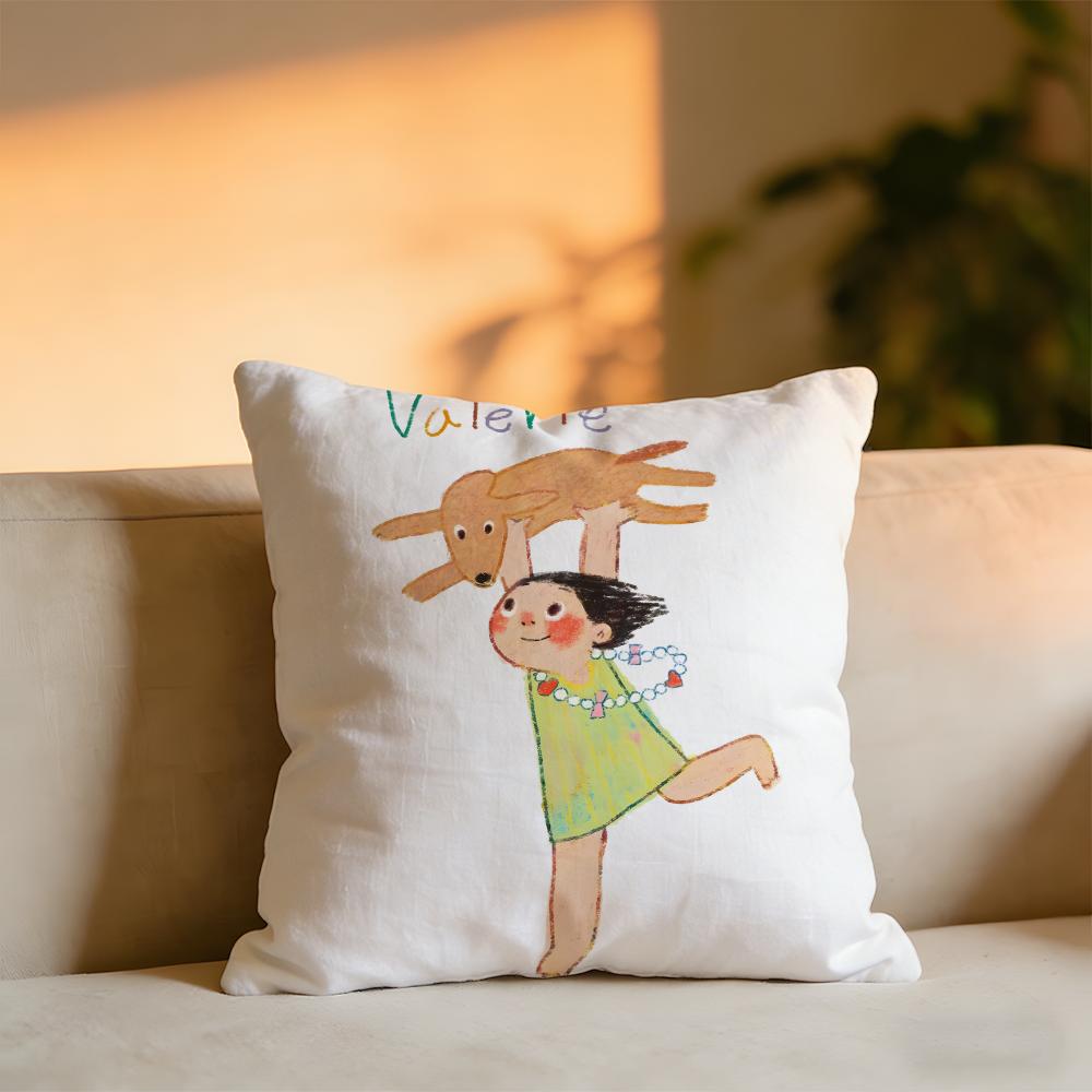 Illustrations Of Everyday Life Cushion Cover Cozy Velvet Throw PillowSoft Warm Cushion For Sofa Bed