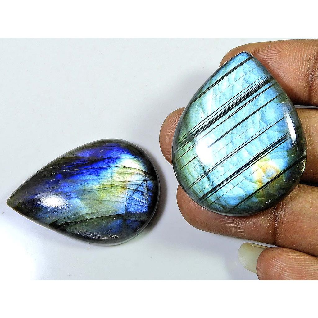 29X42-33X41 MM Natural Multi Labradorite Pear Cabochon Loose Gemstone 2Pcs SK-1225