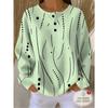 Barcode Women'S 3-Button Henley Collar Waffle Long Sleeve Top, Easy Curved Polka Dot Combination Print
