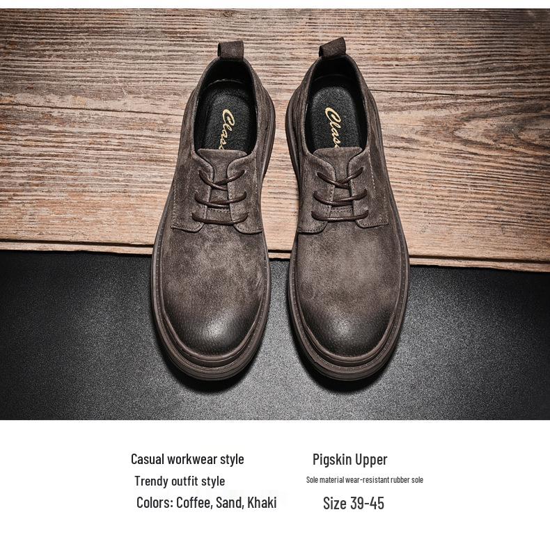 Retro British Style Men's Pigskin Leather Casual Shoes