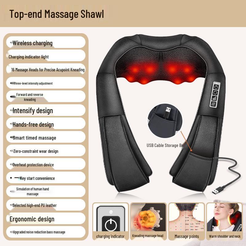 Multi-Functional Cervical Vertebra and Shoulder Massager with Heat Compression