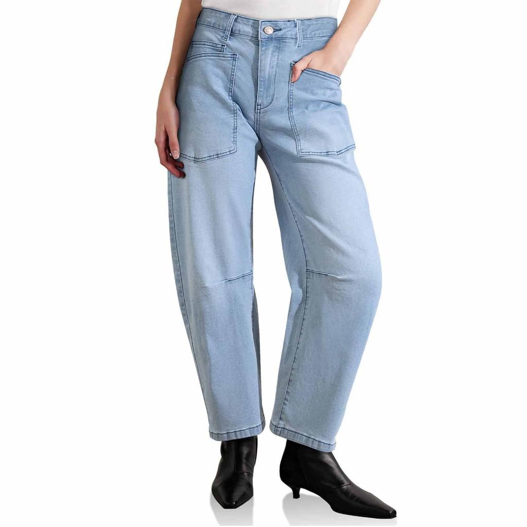 Womens Baggy Barrel Jeans High Waisted Wide Leg Boyfriend Denim  Pants