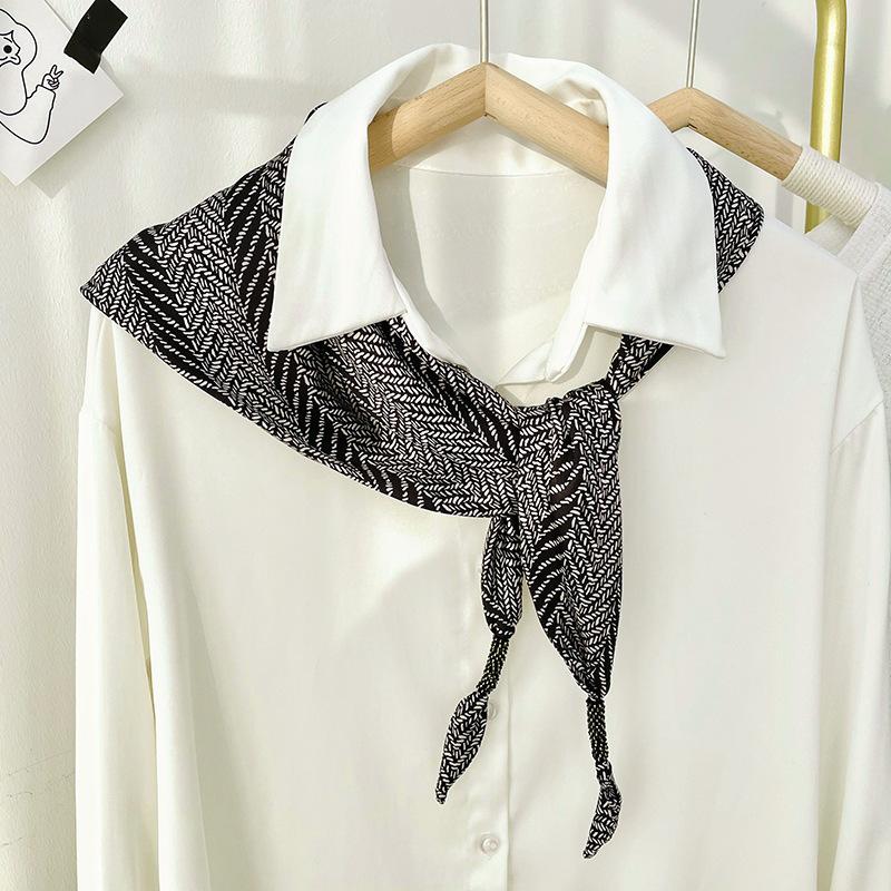 Versatile Simulated Silk Scarf Japanese Student Female Scarf Small Shawl Cute Triangle Scarf Thin