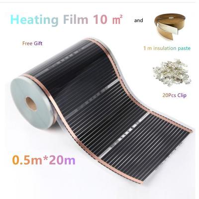 Película calefactora de 220 V, 0,5 m x 20 m, película calefactora por infrarrojos para suelo radiante, 220 W/m2, kits de alfombrillas cálidas con obsequio, fabricadas en Corea