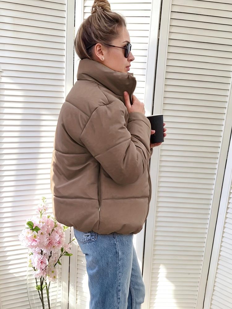 Winter Puffer Jacket Women Solid Autumn Short Coat Cotton Padded Junior Outwear Simple Design Invisible Pocket -5centigrade