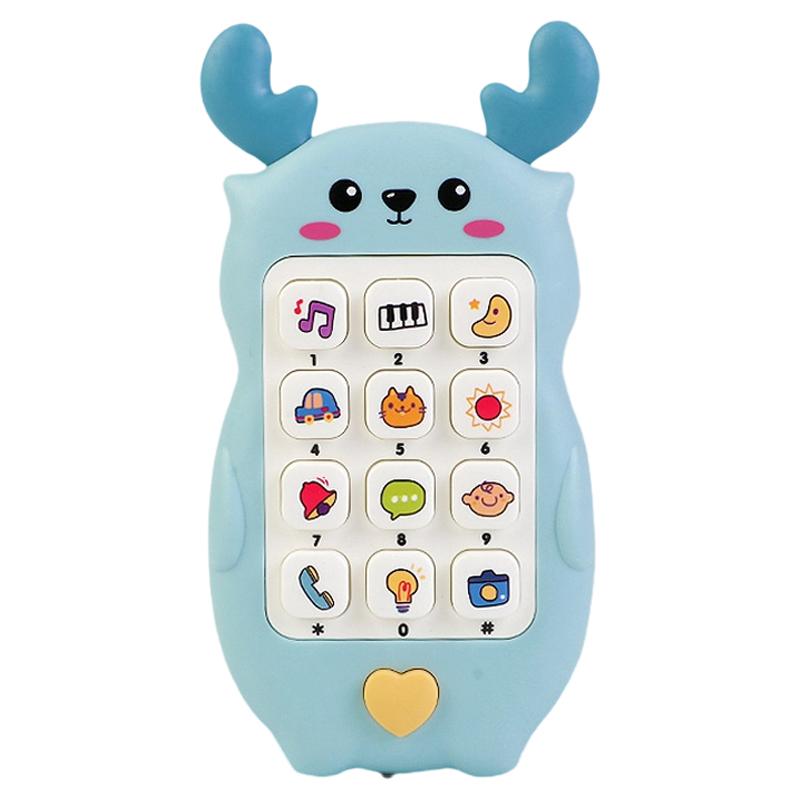 Kids Learning Phone Toy Educational Music Story Bilingual Development with Interactive Light-Up Buttons