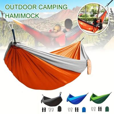 Useful Double Nylon Camping Hammock with Hanging Straps Portable Hanging Bed Durable Camping Swing Outdoor