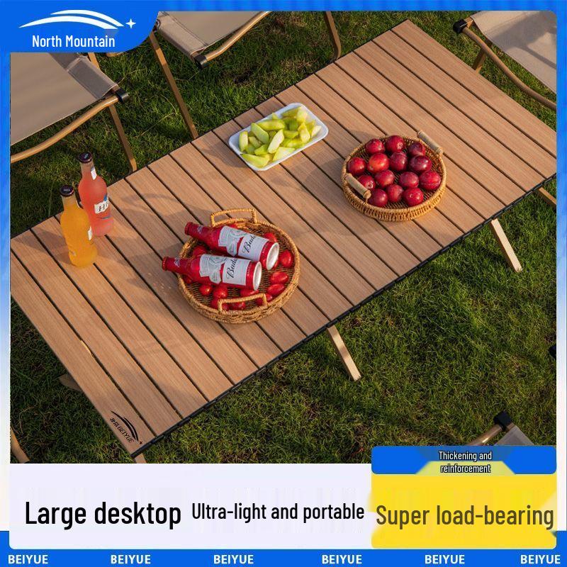 Reinforced Outdoor Folding Table and Chair Set with Roll-up Table