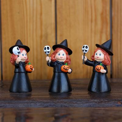 3 Stück Hexenstatue Halloween Dekorationen Desktop Heimdeko Magische Zaubererfigur Hexerei Skulptur für Halloween Party