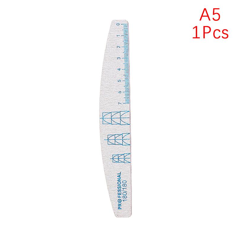1Pcs Nail File Wooden Half Moon Wear Resist Professional Sandpaper Double With Scale Nail Files Polishing Tools