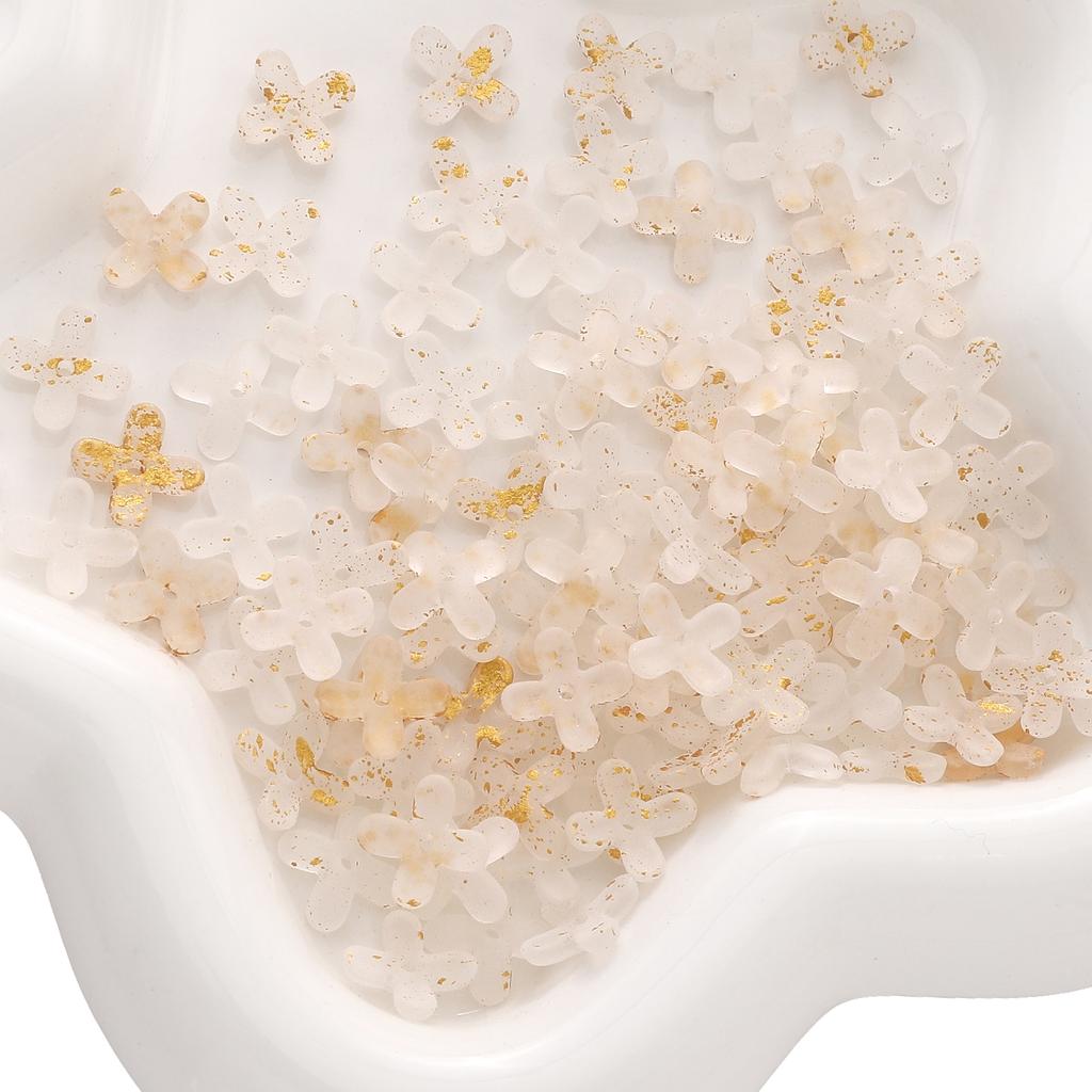 Acrylic Point Golden Bead Tetrapetal Flower Interval Scattered Beads For DIY Bracelets Necklaces Jewelry Making