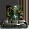 Cave Stream Tapestry, Hidden Waterfall In Rocky Gorge With Clear Water, Nature Scenery Wall Art For Living Room Bedroom Decor