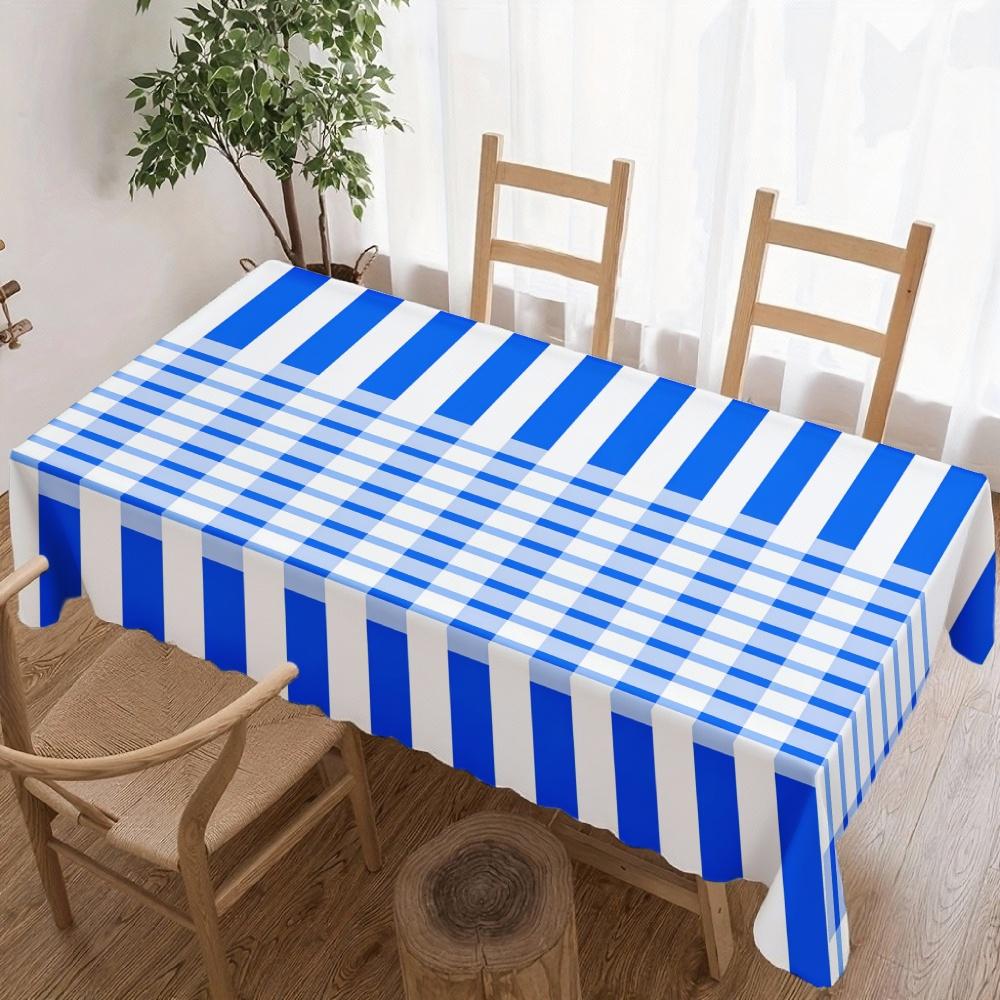 Blauw Witte Strepen Rechthoekige Tafelkleed voor Tafeldecoratie Keuken Eetkamer Waterdicht Herbruikbaar Tafelkleed voor Tafel Eetkamer 140x140cm