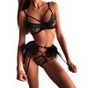 Sexy Exquisite Lace Lingerie Bra+Garter+Briefs Set Babydoll Cut-Out Sleepwear