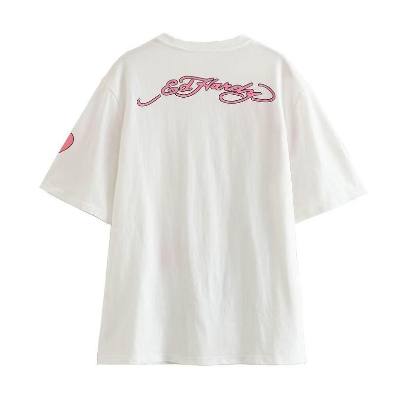 Kaslead New Arrival Women's Clothing Fashion Style Youthful-Looking Loose Cute Rabbit Print round Neck Short Sleeve T-shirt KC