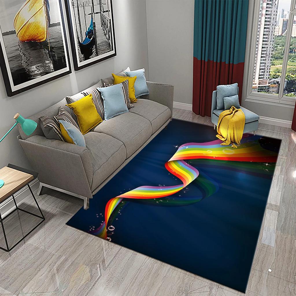Retro Color Striped Waves Carpet for Living Room Sofa Floor Rug Bedroom Simplicity Decor Floor Rugs Bathroom Non-slip Area Mats