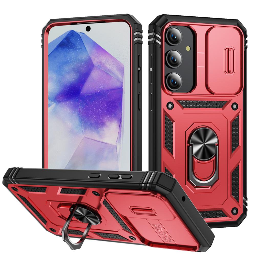 Military Armor Holder Case for Samsung Galaxy S24 S23 S22 S21 Ultra Plus A55 A35 A54 A14 4G 5G Slider Camera Protect Card Pocket Cover