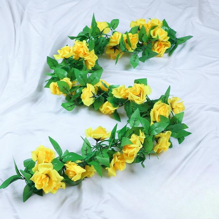 2.4m Enredadera de Flores de Rosa de Seda Artificial en Floración Hiedra Decoración para el Hogar y Bodas