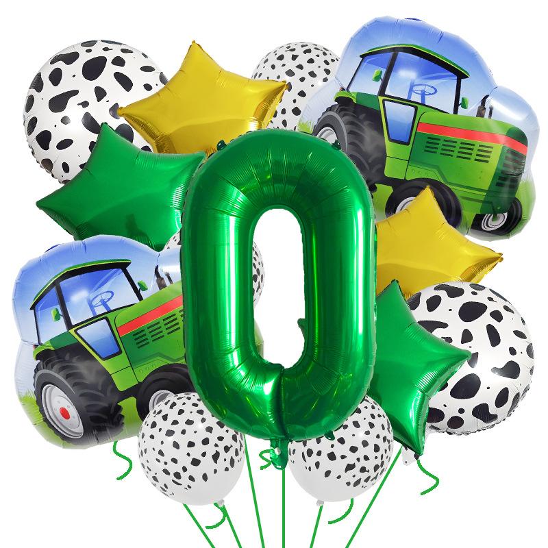

Тематическая вечеринка «Сельскохозяйственная техника» Набор зеленых цифровых шаров «Трактор» 32 дюйма Фотобутафория на фермерскую тематику Agricultural vehicle number 0