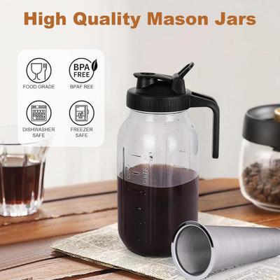 Cold Brew Coffee Maker 32oz/64oz Glass Pitcher with Stainless Steel Filter Wide Mouth
