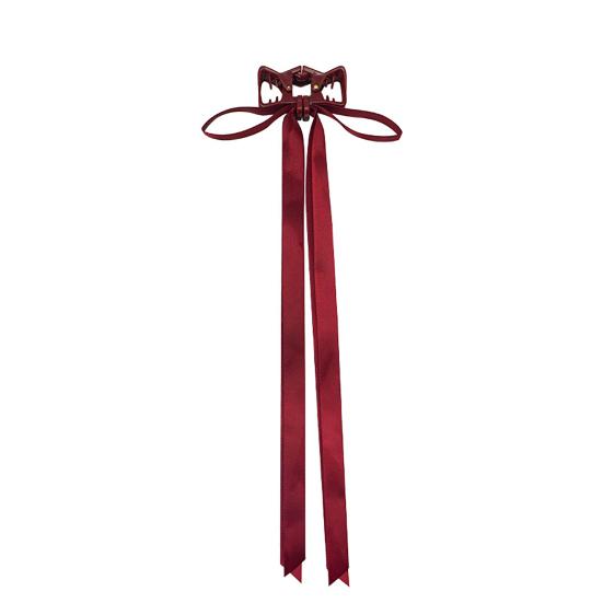 

Magnetic Hairpin Long Ribbon Bowknot Decor Half-tied Hair Claw Back Head Decorative Hair Clip Shower Kitchen Hair
