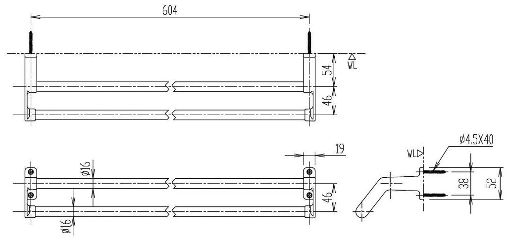 LIXIL INAX 2-Tier Towel Rack, Standard Series, 774 x 110 x 82 mm, KF-13WS
