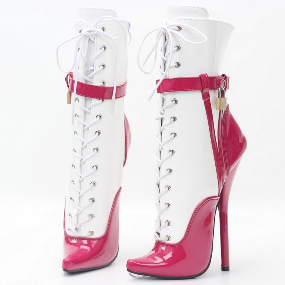 Fashion FHC New 18cm High Heels Ballet Boots,Fetish Dance Shoes,Men Cosplay Botas,Pointy Toe,Side Zipper,Front Laces,Customized Color