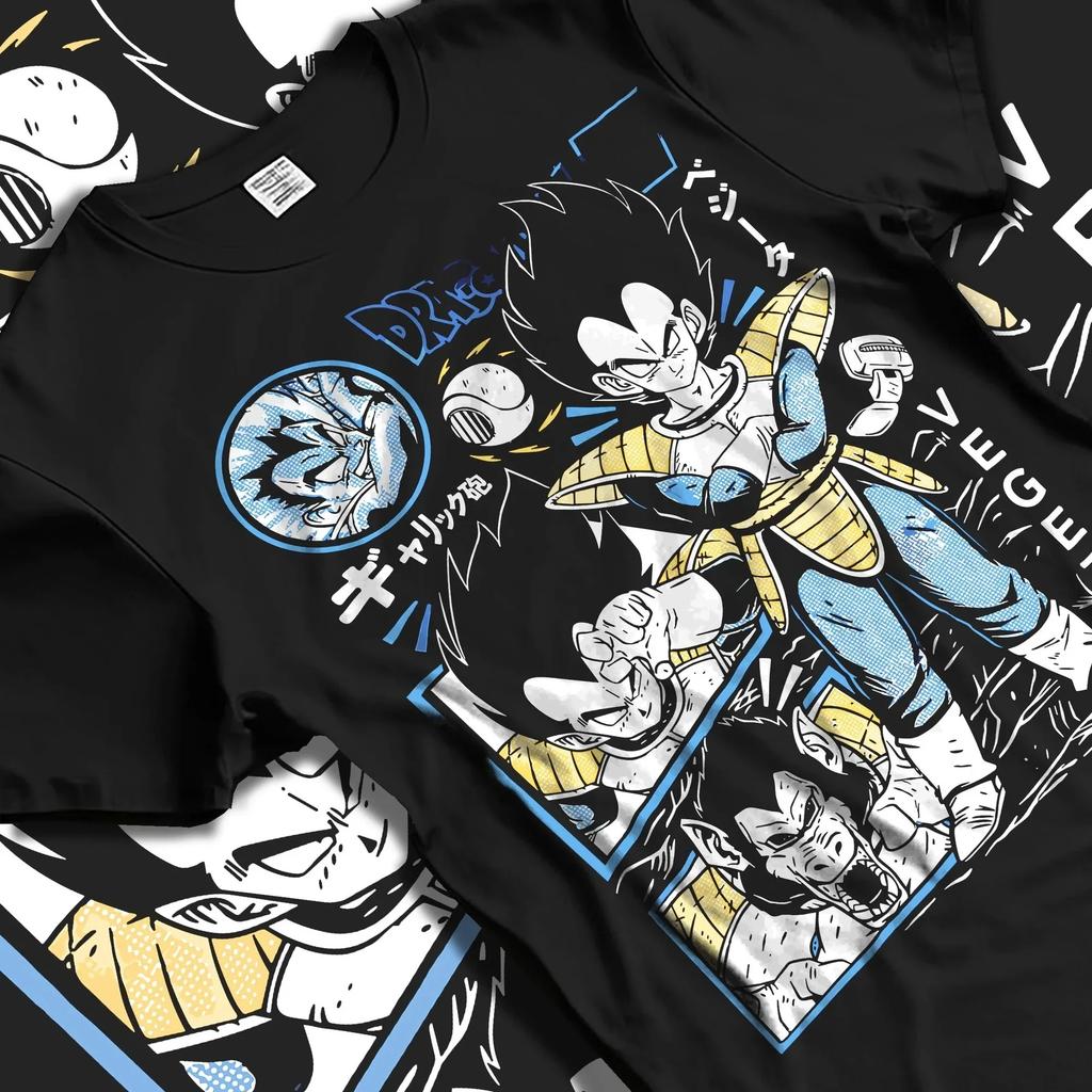 Japan Anime Dragon Ball Vegeta Power Up Manga Graphic Print T-shirt Men Women Streetwear Y2k Harajuku Summer New Tee Loose Casual Cotton Oversized Top