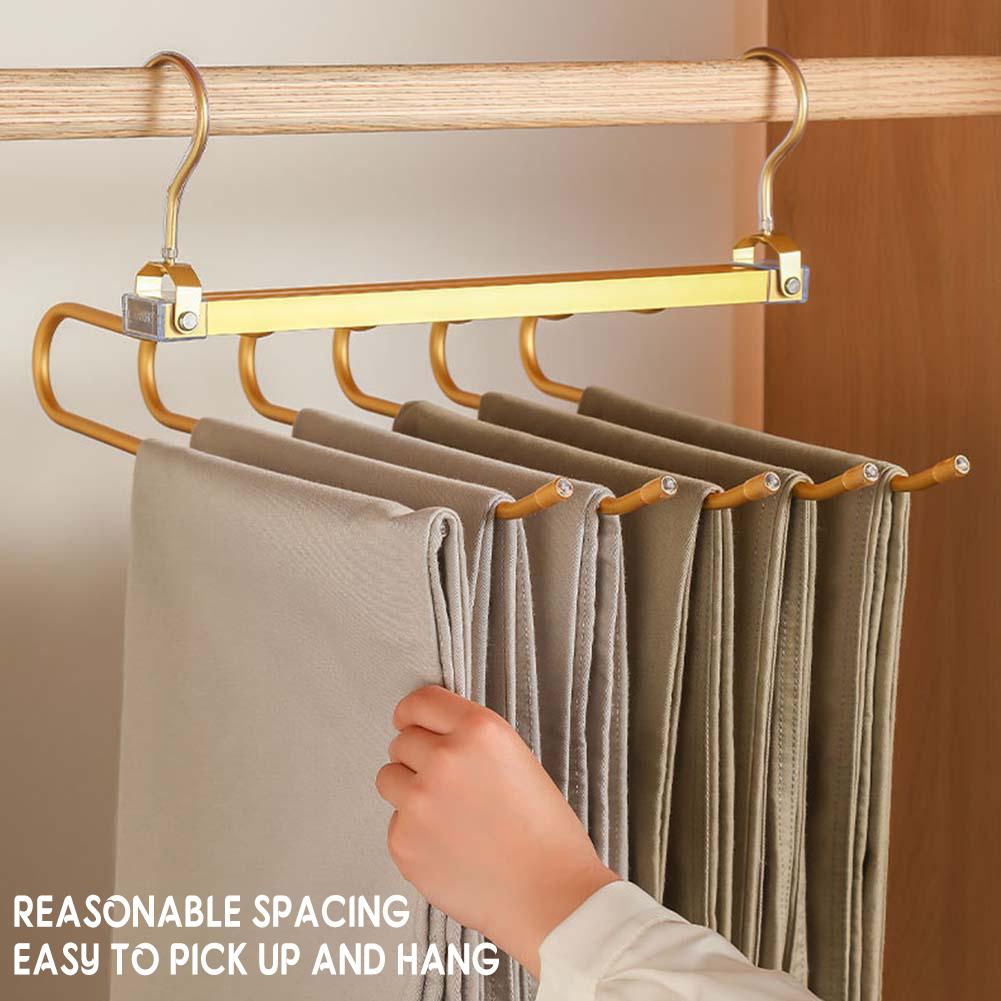 Space Saving Clothes Hanger Racks 6 in 1 Drying Clothes Rack Folding Pant Rack Bedroom Wardrobe Coat Organizer Hangers Storage