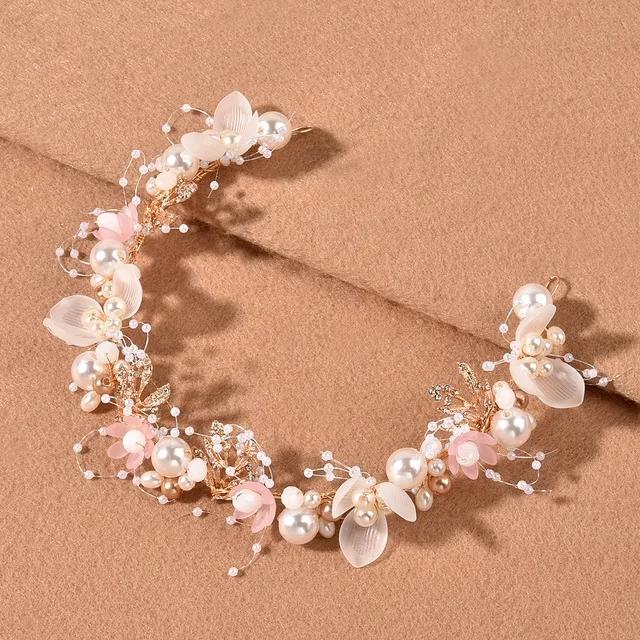 Korean Fashion Imitated Pearl Crowns Girls Bridal Wedding Headband Floral Flower Headband for Girls Adult Hair Accessories